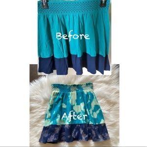 Girls Old Navy One Of a Kind Tie Dye Navy & Teal Color Block knit Skirt Med 8